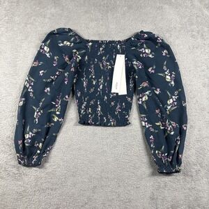 Aqua Girls Ruched Long Sleeve Top Shirt Floral Size XXS 4/5 NWT
